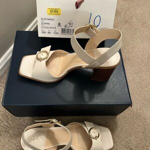 Alex Marie Cloud White Block Heel Sandals